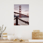 Golden Gate Bridge tegen bergen Poster (Keuken)