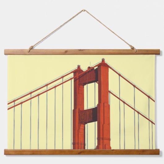Golden Gate Bridge tegen gele achtergrond Hangend Wandkleed (Voorkant)