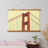 Golden Gate Bridge tegen gele achtergrond Hangend Wandkleed (Slaapkamer)