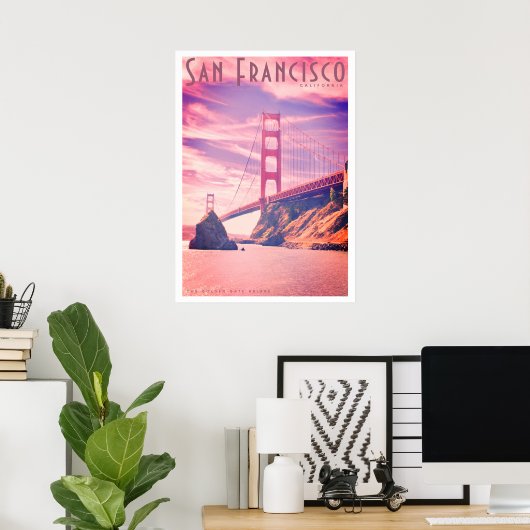  Golden Gate Bridge Travel Poster (Thuiskantoor)