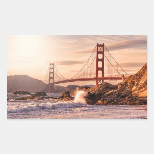 Golden Gate Bridge uit Baker Beach Rechthoekige Sticker (Voorkant)