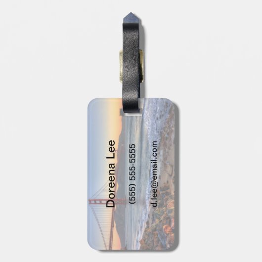 Golden Gate Bridge vanaf de baai van San Francisco Bagagelabel (Achterkant verticaal)