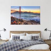 Golden Gate Bridge vanaf de baai van San Francisco Canvas Afdruk (Insitu (Slaapkamer))
