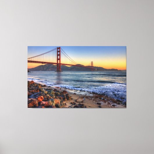 Golden Gate Bridge vanaf de baai van San Francisco Canvas Afdruk (Voorkant)