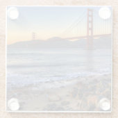 Golden Gate Bridge vanaf de baai van San Francisco Glazen Onderzetter (Achterkant)
