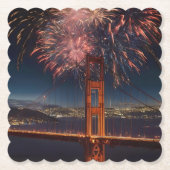 Golden Gate Bridge vuurwerk onafhankelijkheidsdag, Kartonnen Onderzetters (Voorkant)
