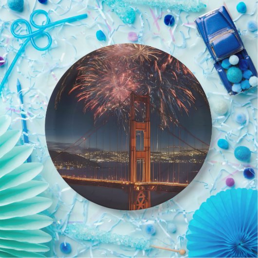 Golden Gate Bridge vuurwerk onafhankelijkheidsdag, Papieren Bordje (Feest)