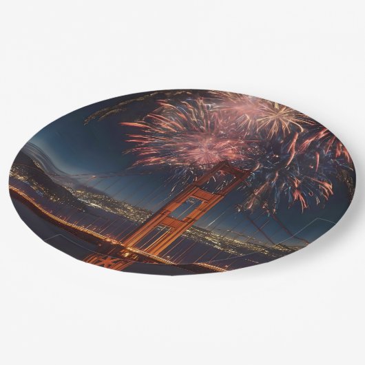 Golden Gate Bridge vuurwerk onafhankelijkheidsdag, Papieren Bordje (Gekanteld)