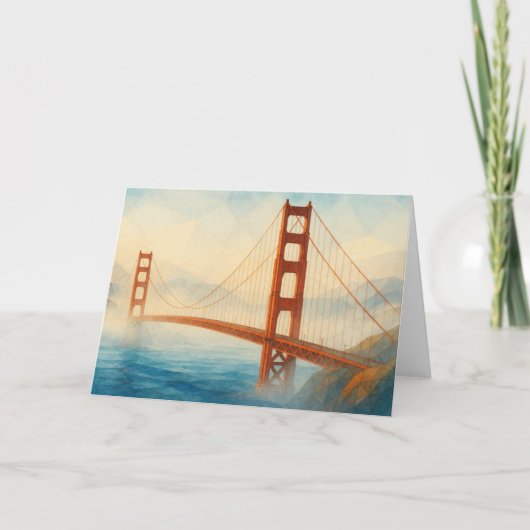 Golden Gate Bridge Watercolor Card Kaart (Voorkant)