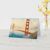 Golden Gate Bridge Watercolor Card Kaart (Gele Bloem)
