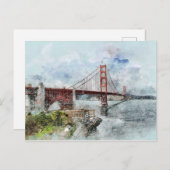 Golden Gate Bridge Waterverf Briefkaart (Voorkant / Achterkant)