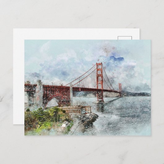 Golden Gate Bridge Waterverf Briefkaart (Voorkant / Achterkant)