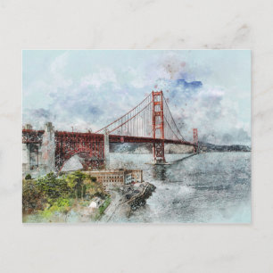 Golden Gate Bridge Waterverf Briefkaart