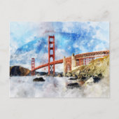 Golden Gate Bridge waterverf in San Francisco Briefkaart (Voorkant)