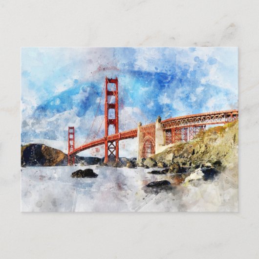 Golden Gate Bridge waterverf in San Francisco Briefkaart (Voorkant)