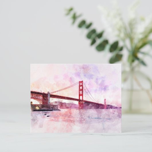 Golden Gate Bridge waterverf in San Francisco Briefkaart (Staand voorkant)