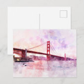 Golden Gate Bridge waterverf in San Francisco Briefkaart (Voorkant / Achterkant)