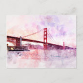 Golden Gate Bridge waterverf in San Francisco Briefkaart (Voorkant)