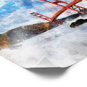 Golden Gate Bridge waterverf in San Francisco Foto Afdruk (Hoek)