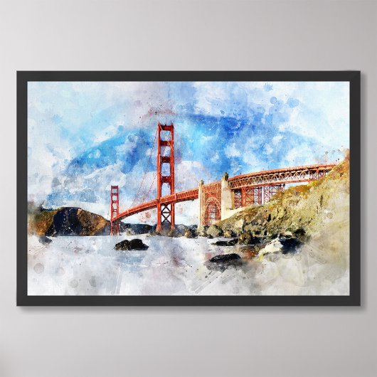 Golden Gate Bridge waterverf in San Francisco Foto Afdruk