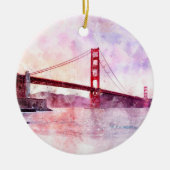 Golden Gate Bridge waterverf in San Francisco Keramisch Ornament (Voorkant)