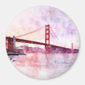 Golden Gate Bridge waterverf in San Francisco Magneet (Voorkant)