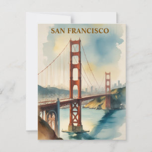 Golden Gate Bridge Waterverf San Francisco Briefkaart