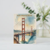 Golden Gate Bridge Waterverf San Francisco Briefkaart (Staand voorkant)