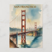 Golden Gate Bridge Waterverf San Francisco Briefkaart (Voorkant)