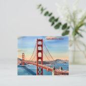 Golden Gate Bridge Waterverf San Francisco Briefkaart (Staand voorkant)
