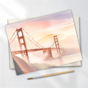 Golden Gate Bridge   Zonsopgang Mooie Aquarel Briefkaart