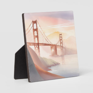 Golden Gate Bridge Zonsopgang Mooie Aquarel Fotoplaat