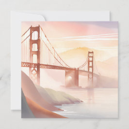 Golden Gate Bridge | Zonsopgang Mooie Aquarel Kaart