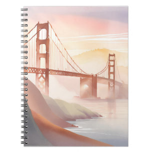 Golden Gate Bridge   Zonsopgang Mooie Aquarel Notitieboek