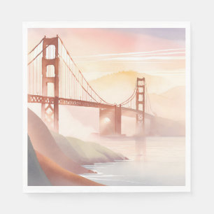 Golden Gate Bridge   Zonsopgang Mooie Aquarel Servet