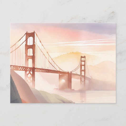 Golden Gate Bridge | Zonsopgang Mooie Waterverf Briefkaart (Voorkant)