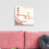 Golden Gate Bridge | Zonsopgang Mooie Waterverf Canvas Afdruk (Insitu (Woonkamer))