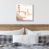 Golden Gate Bridge | Zonsopgang Mooie Waterverf Canvas Afdruk (Insitu (Slaapkamer))