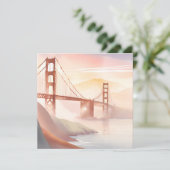 Golden Gate Bridge | Zonsopgang Mooie Waterverf Kaart (Staand voorkant)