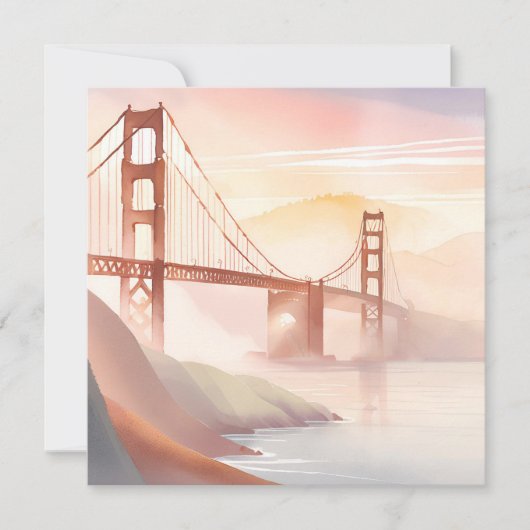 Golden Gate Bridge | Zonsopgang Mooie Waterverf Kaart (Voorkant)