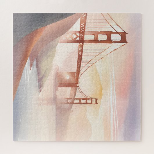 Golden Gate Bridge | Zonsopgang Mooie Waterverf Legpuzzel (Horizontaal)