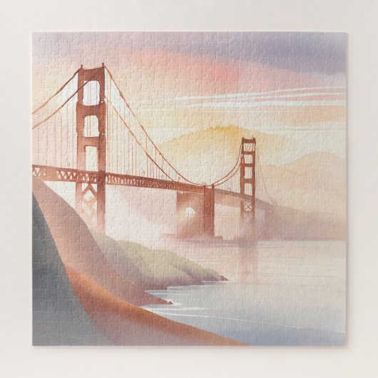 Golden Gate Bridge | Zonsopgang Mooie Waterverf Legpuzzel (Verticaal)