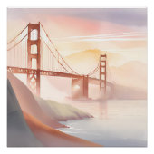 Golden Gate Bridge | Zonsopgang Mooie Waterverf Perfect Poster (Voorkant)