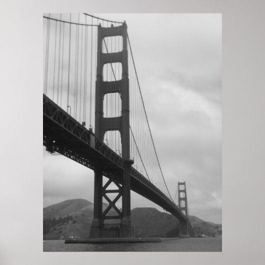 Golden Gate Bridge (zwart-wit) Poster (Voorkant)