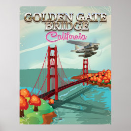 Golden Gate-brug Californië reis cartoon Poster