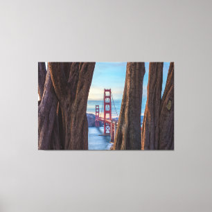 Golden Gate brug door cipressen Canvas Afdruk