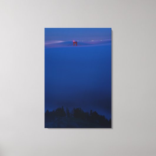 Golden Gate-brug in mist 's nachts Canvas Afdruk (Voorkant)