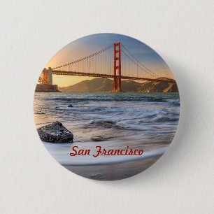 Golden Gate-brug in San Francisco bij zonsondergan Ronde Button 5,7 Cm