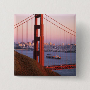 Golden Gate-brug; San Francisco; Californië; Vierkante Button 5,1 Cm