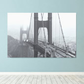 Golden Gate bw Canvas Afdruk (Insitu (Houten vloer))